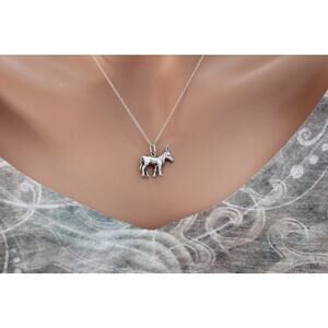 Sterling Silver Donkey Charm Necklace, Sterling Silver Donkey Pendant Necklace